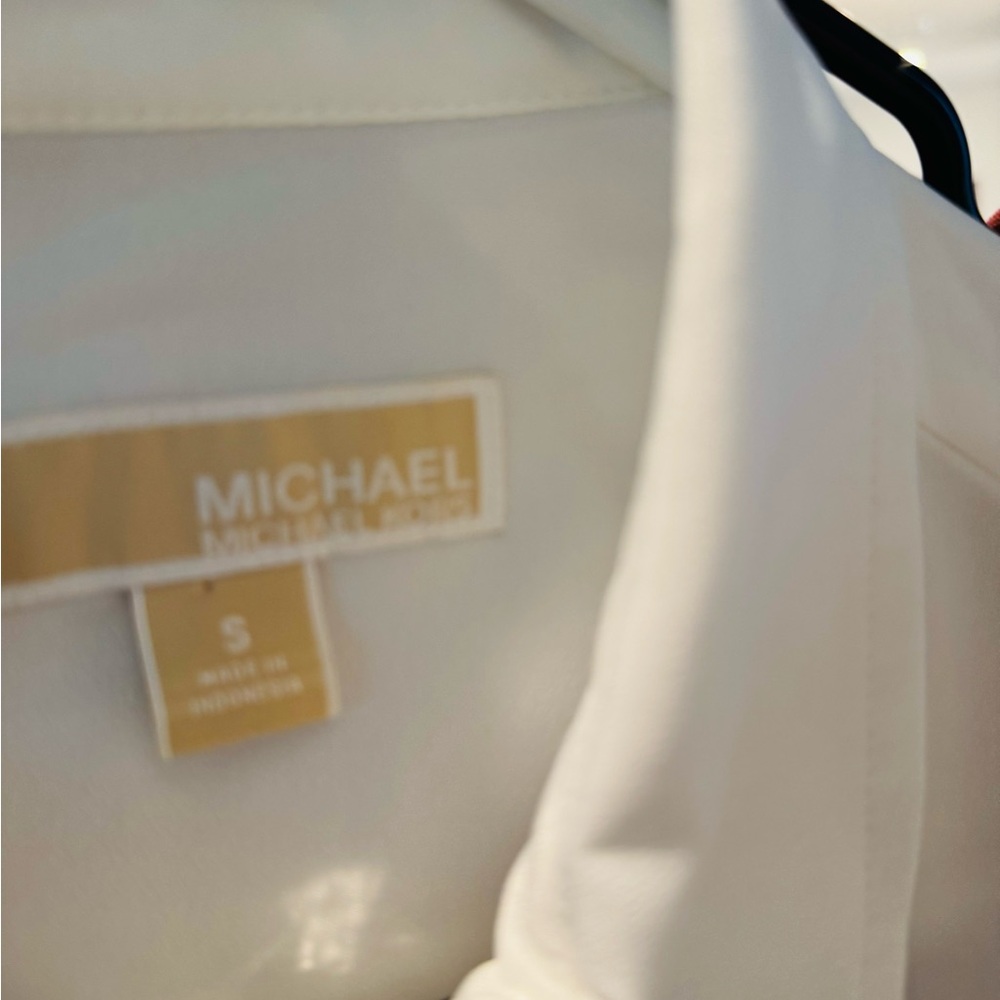 MICHAEL Michael Kors Zip Front Roll Tab Utility Blouse White Size Small - Picture 4 of 12
